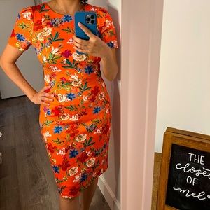 Calvin Klein Orange Floral Dress